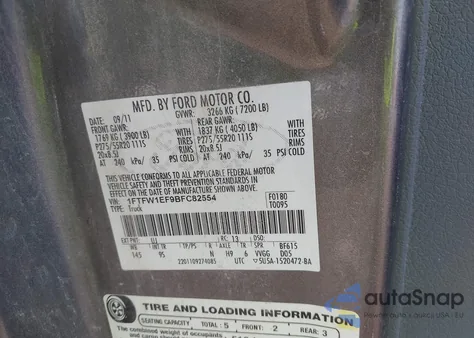 2011 Ford F-150 Platinum z USA, uszkodzony, nr VIN 1FTFW1EF9BFC82554